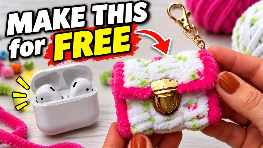 Make this AirPod case for free: DIY woven AirPod case keychain with a gold thumb lock
