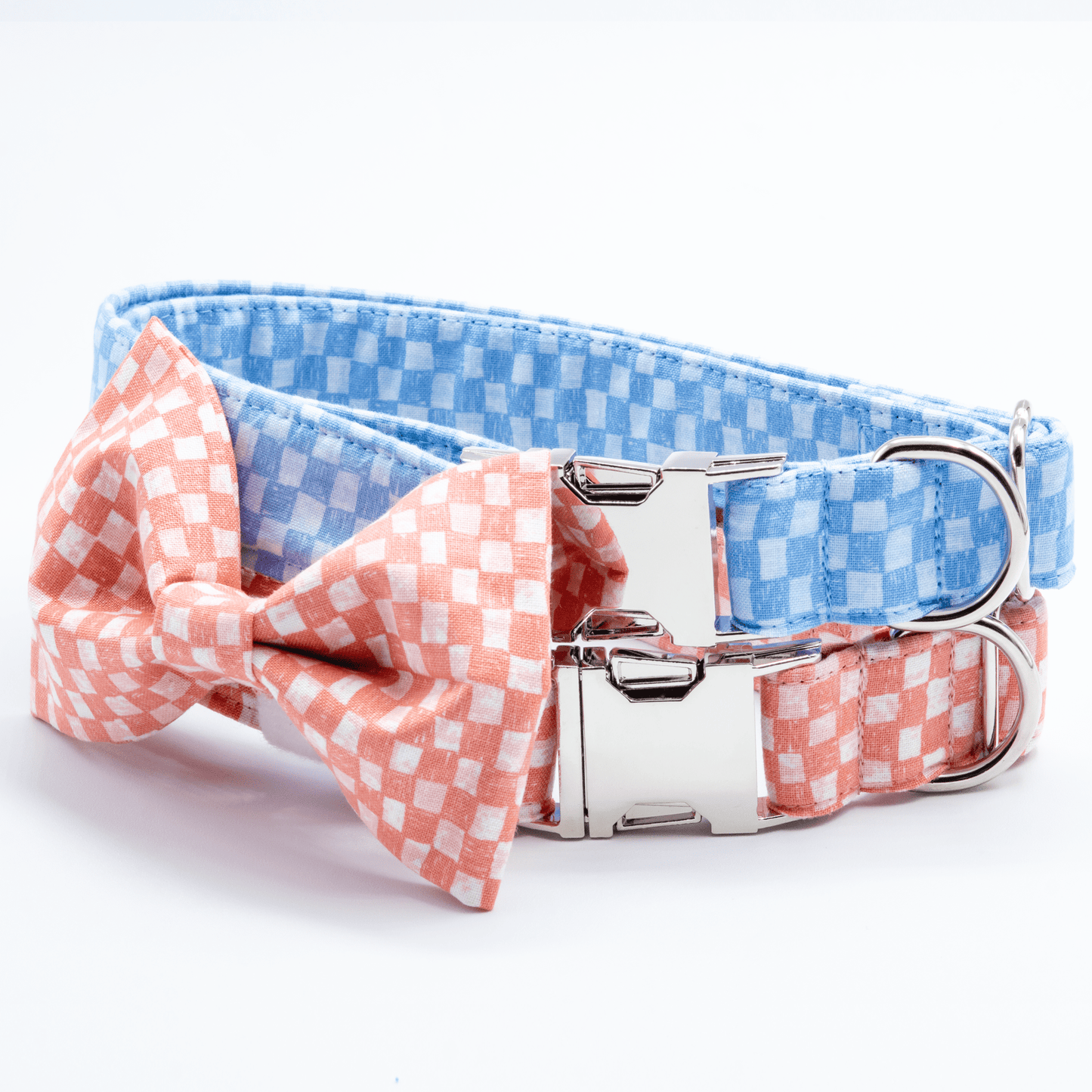 Blue Checkered Collar - Craft Designs By Kenz - Bowtie - Collar Set