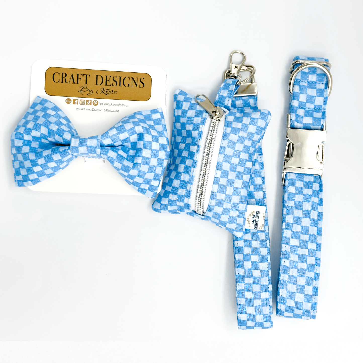 Blue Checkered Poop Bag Holder - Craft Designs By Kenz - Poop Bag Holder