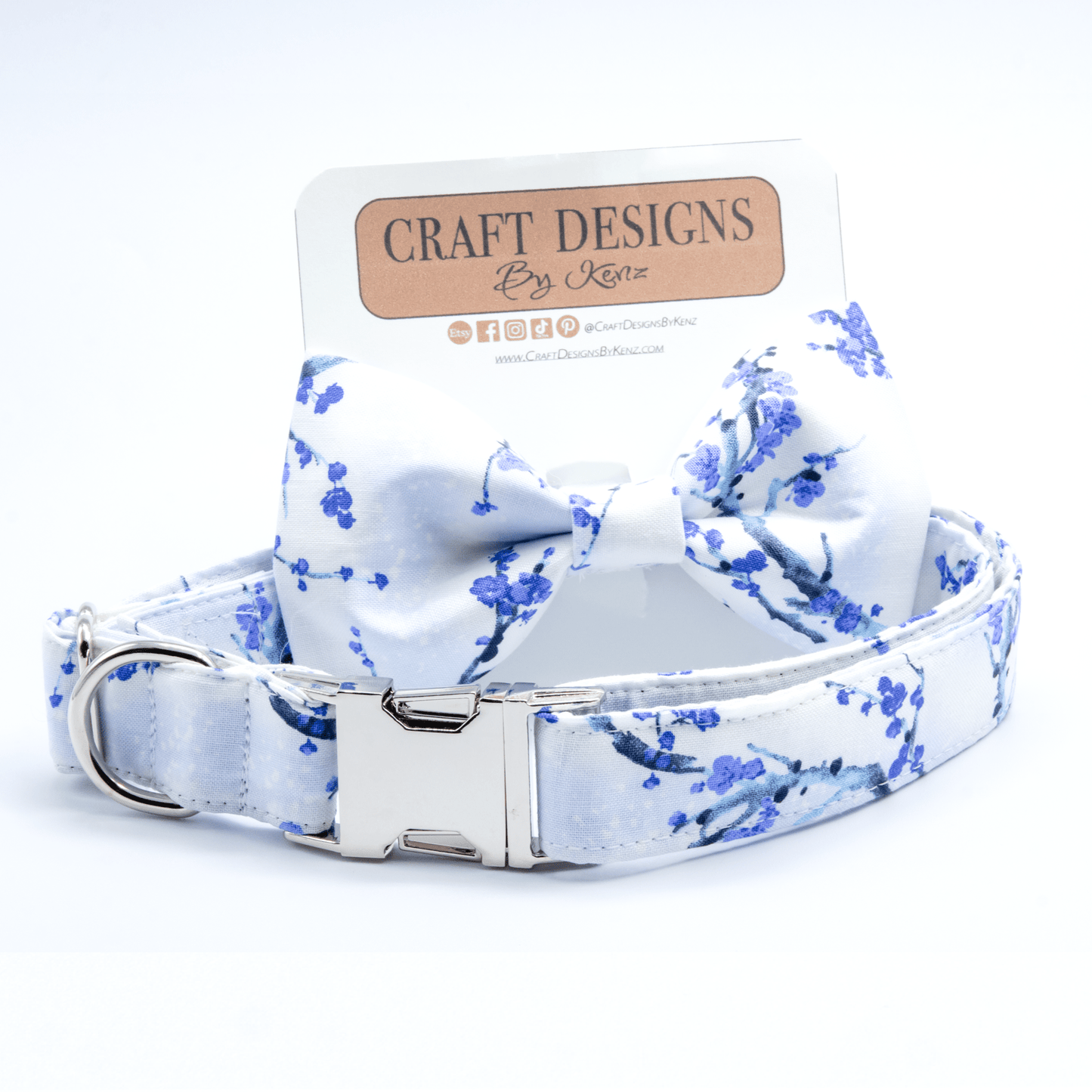Blue Cherry Blossom Collar - Craft Designs By Kenz - Collar - Collar Set