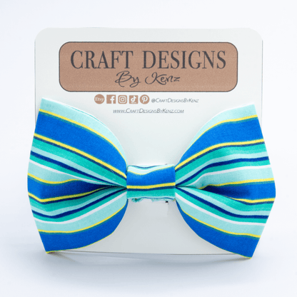 Blue Stripes Collar - Craft Designs By Kenz - Bowtie - Personalized Pet Collar