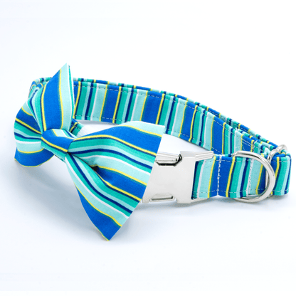 Blue Stripes Collar - Craft Designs By Kenz - Collar and Bowtie - Personalized Pet Collar