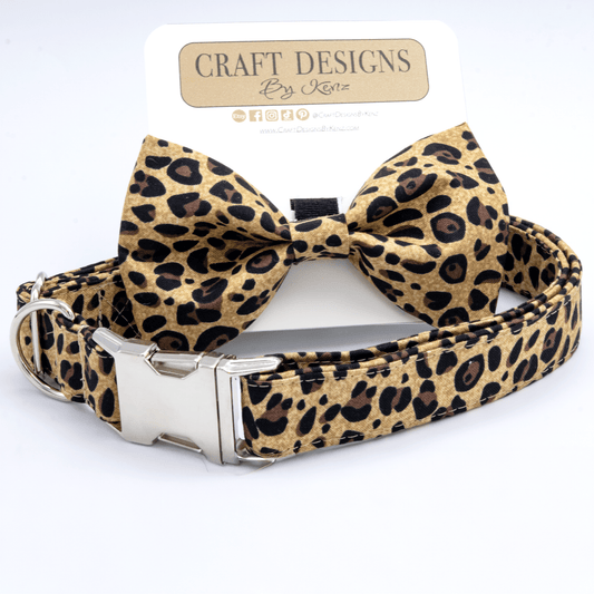 Cheetah Print Collar - Craft Designs By Kenz - Bowtie - Collar Set