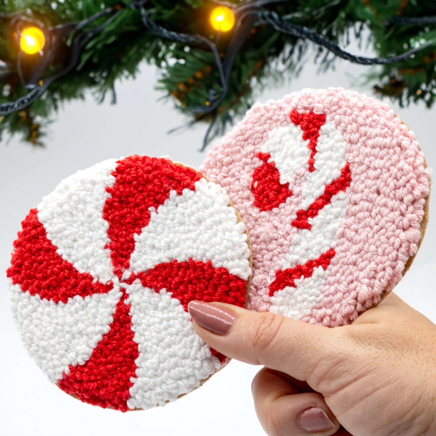 Christmas Coasters - Craft Designs By Kenz - Red Peppermint - Mug Rug