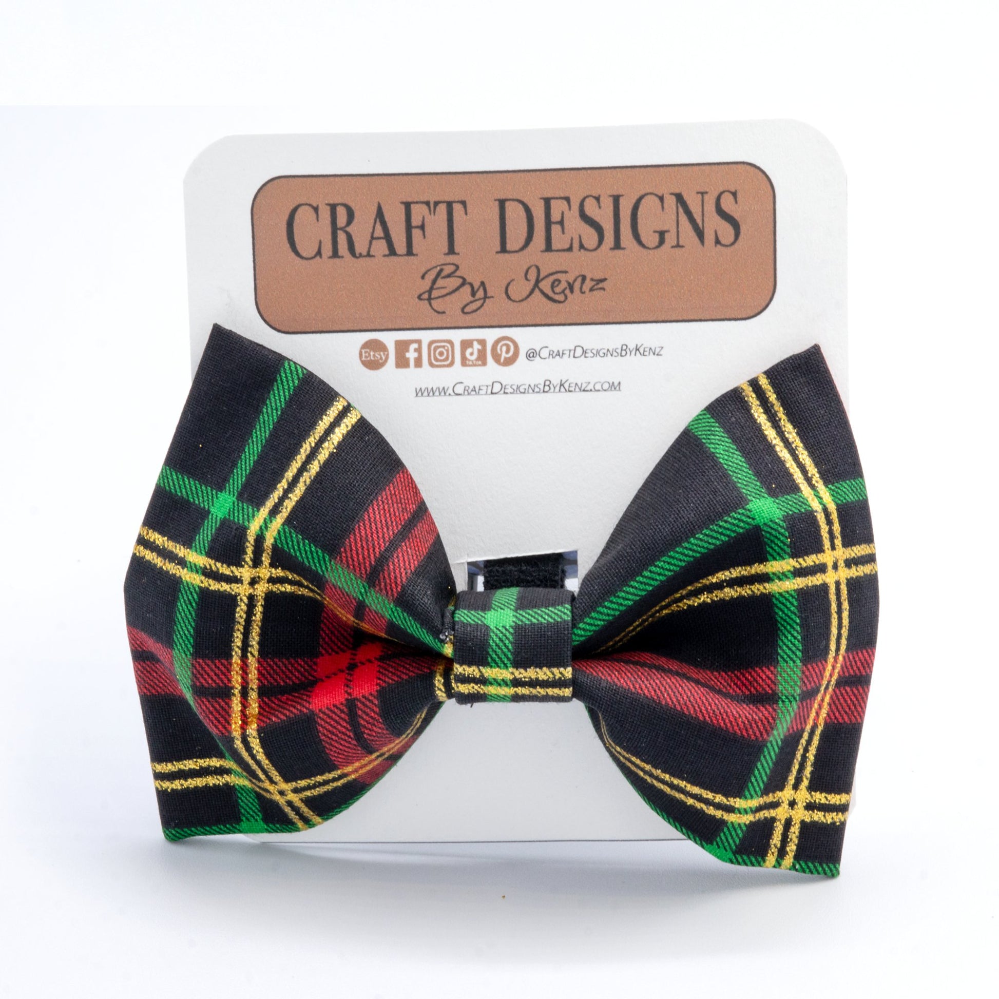 Christmas Plaid Collar - Craft Designs By Kenz - Bowtie - Collar Set
