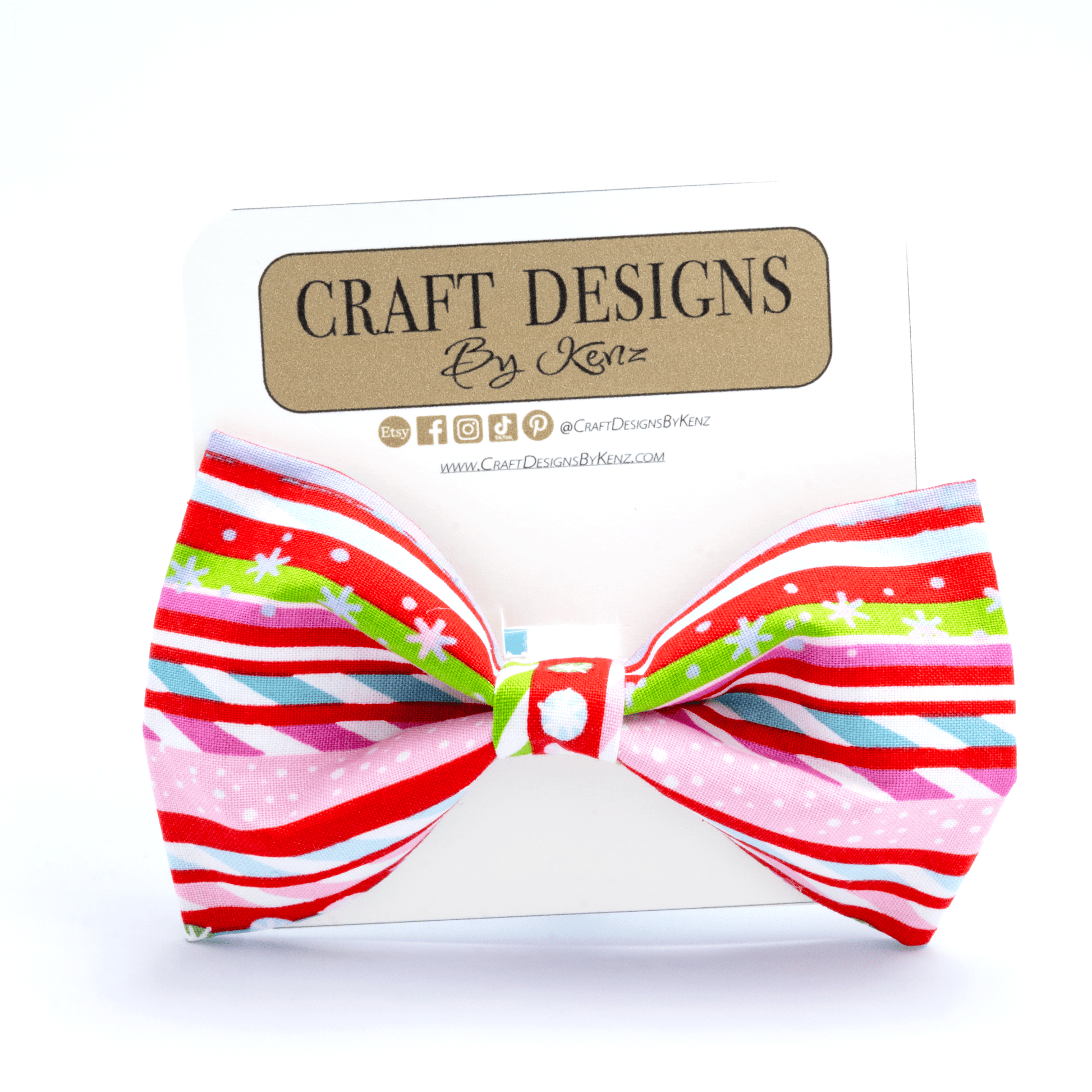Christmas Striped Collar - Craft Designs By Kenz - Bowtie - Collar Set