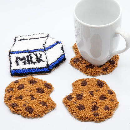 Cookie and Milk Set - Craft Designs By Kenz - Punch Needle Coaster