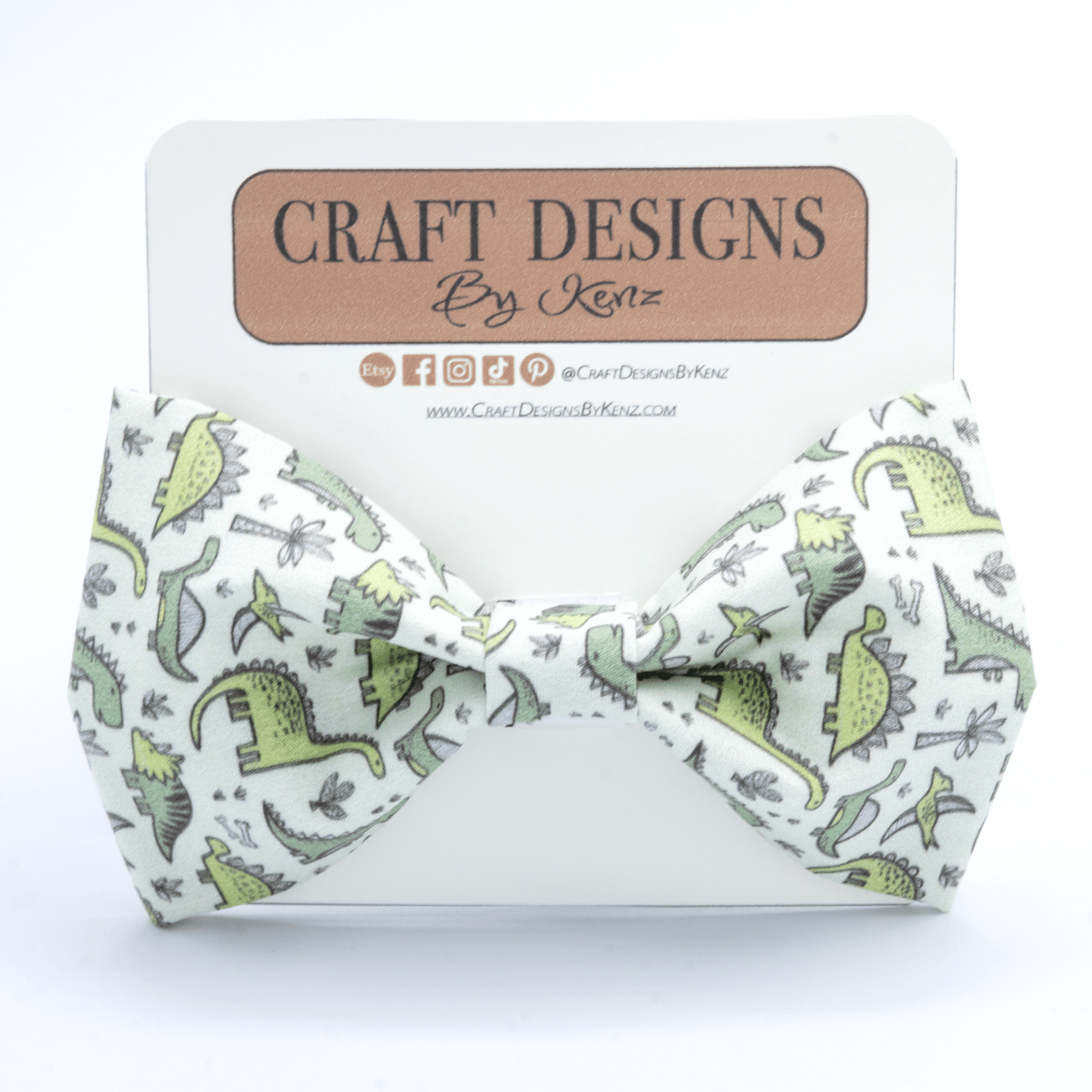 Dinosaur Collar - Craft Designs By Kenz - Bowtie - Personalized Pet Collar