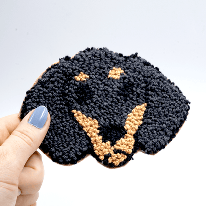 Dog Coasters - Craft Designs By Kenz - Black and White Dog - Mug Rug