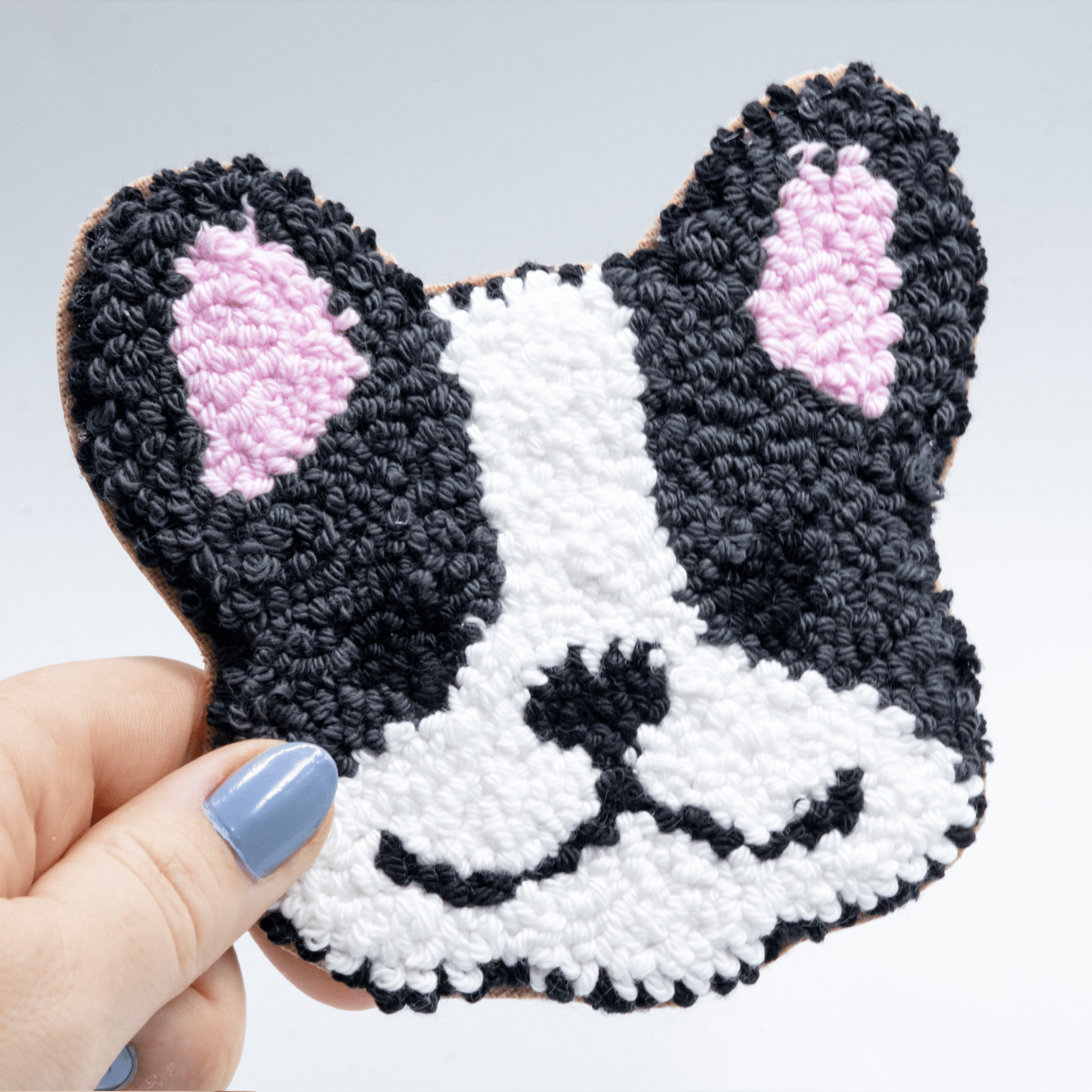 Dog Coasters - Craft Designs By Kenz - Black and White Dog - Mug Rug