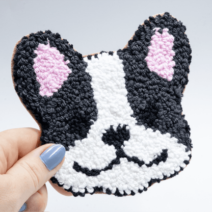 Dog Coasters - Craft Designs By Kenz - Black and White Dog - Mug Rug