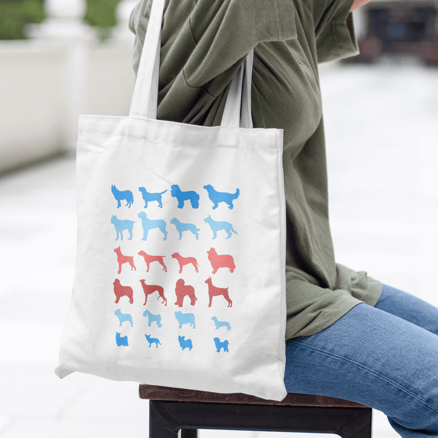 Dog Lover Tote Bag - Craft Designs By Kenz - Blue/Red - Personalized Tote Bag