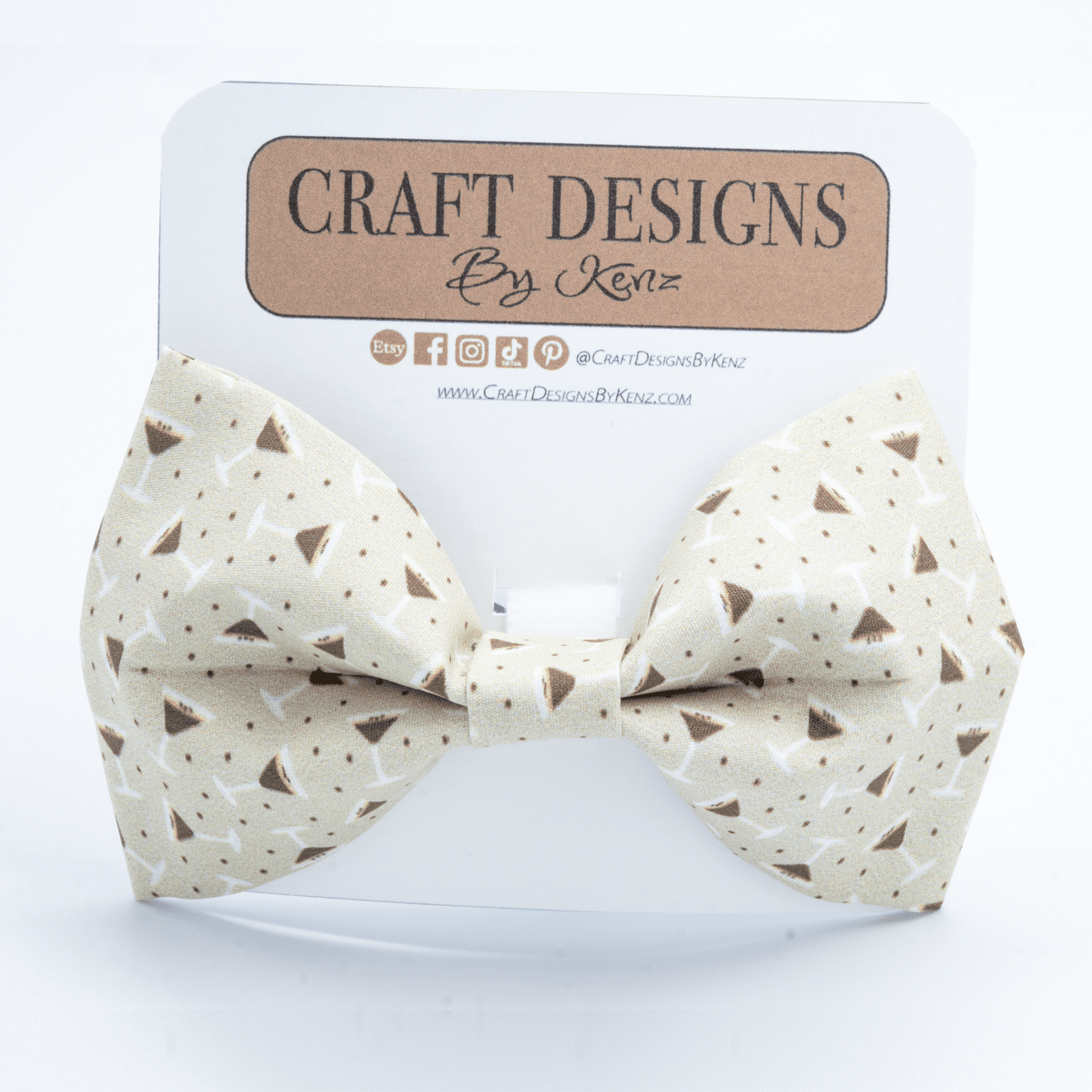 Espresso Martini Collar - Craft Designs By Kenz - Bowtie - Personalized Pet Collar