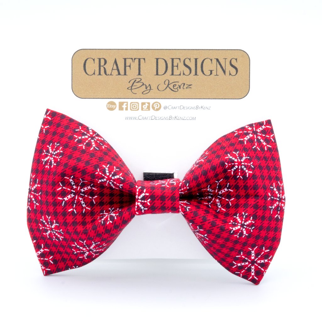 Frosty Plaid Collar Set - Christmas Dog Collar - Craft Designs By Kenz - Bowtie - Collar Set