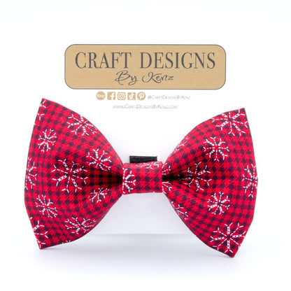 Frosty Plaid Collar Set - Christmas Dog Collar - Craft Designs By Kenz - Bowtie - Collar Set