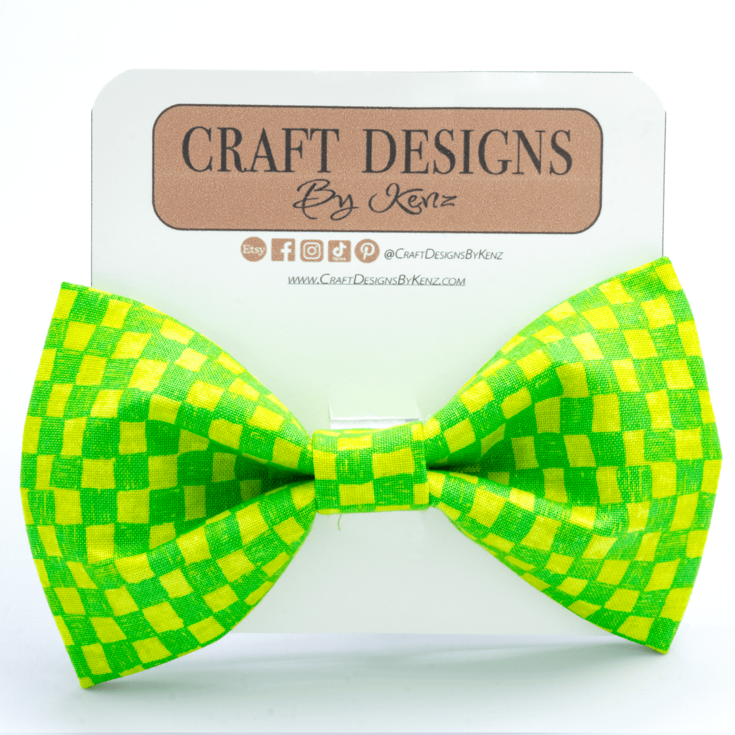 Green Checkered Collar - Craft Designs By Kenz - Bowtie - Collar Set