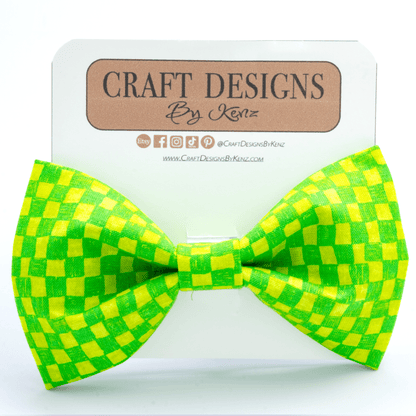 Green Checkered Collar - Craft Designs By Kenz - Bowtie - Collar Set