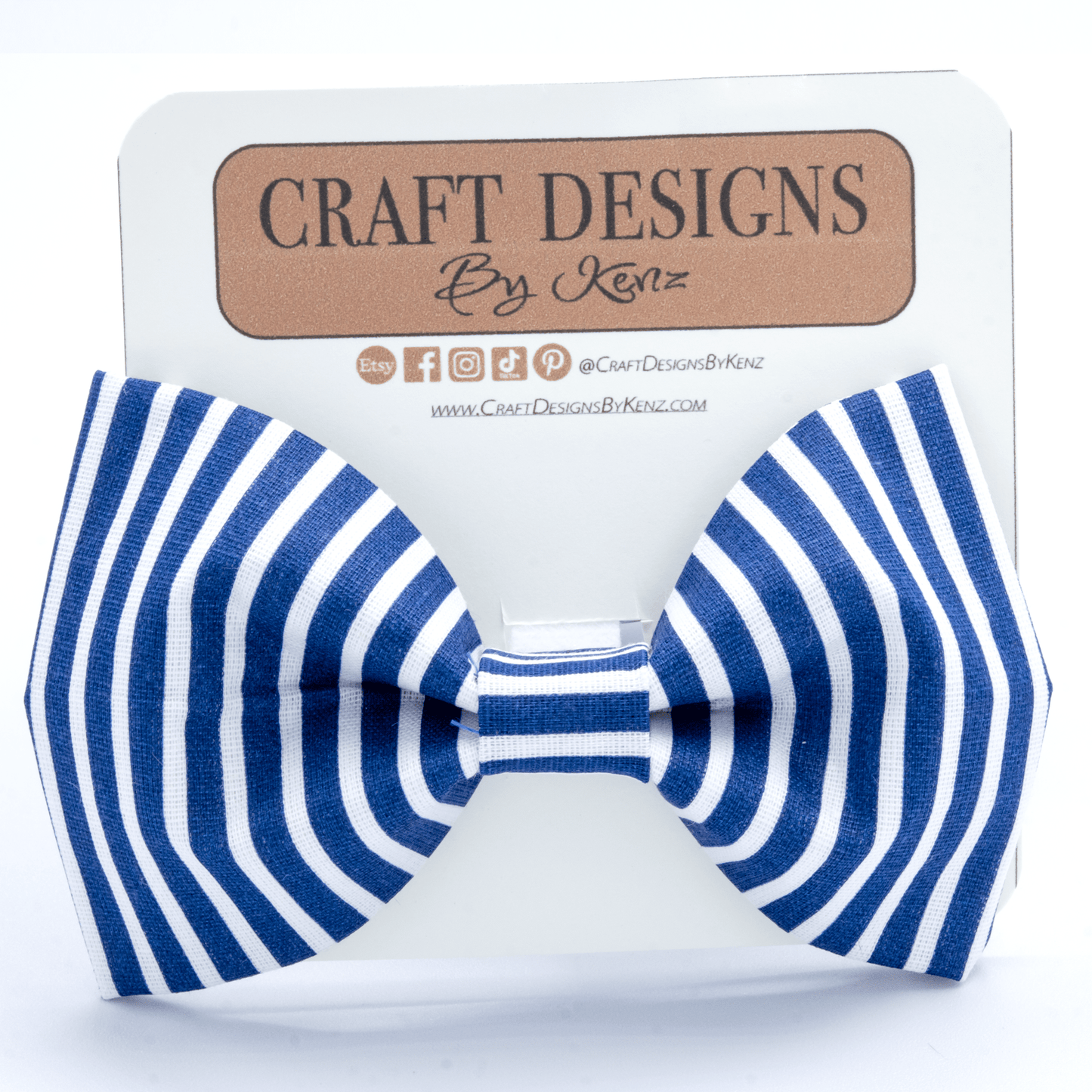 Navy Striped Collar - Craft Designs By Kenz - Bowtie - Collar Set