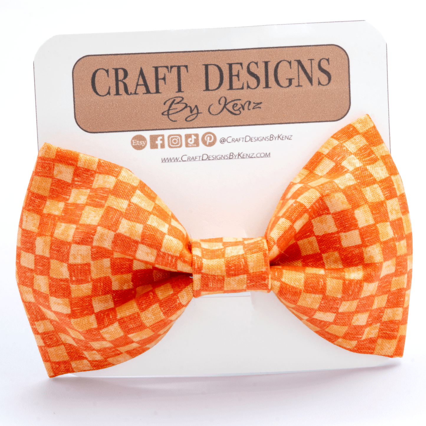 Orange Checkered Collar - Craft Designs By Kenz - Bowtie - Collar Set