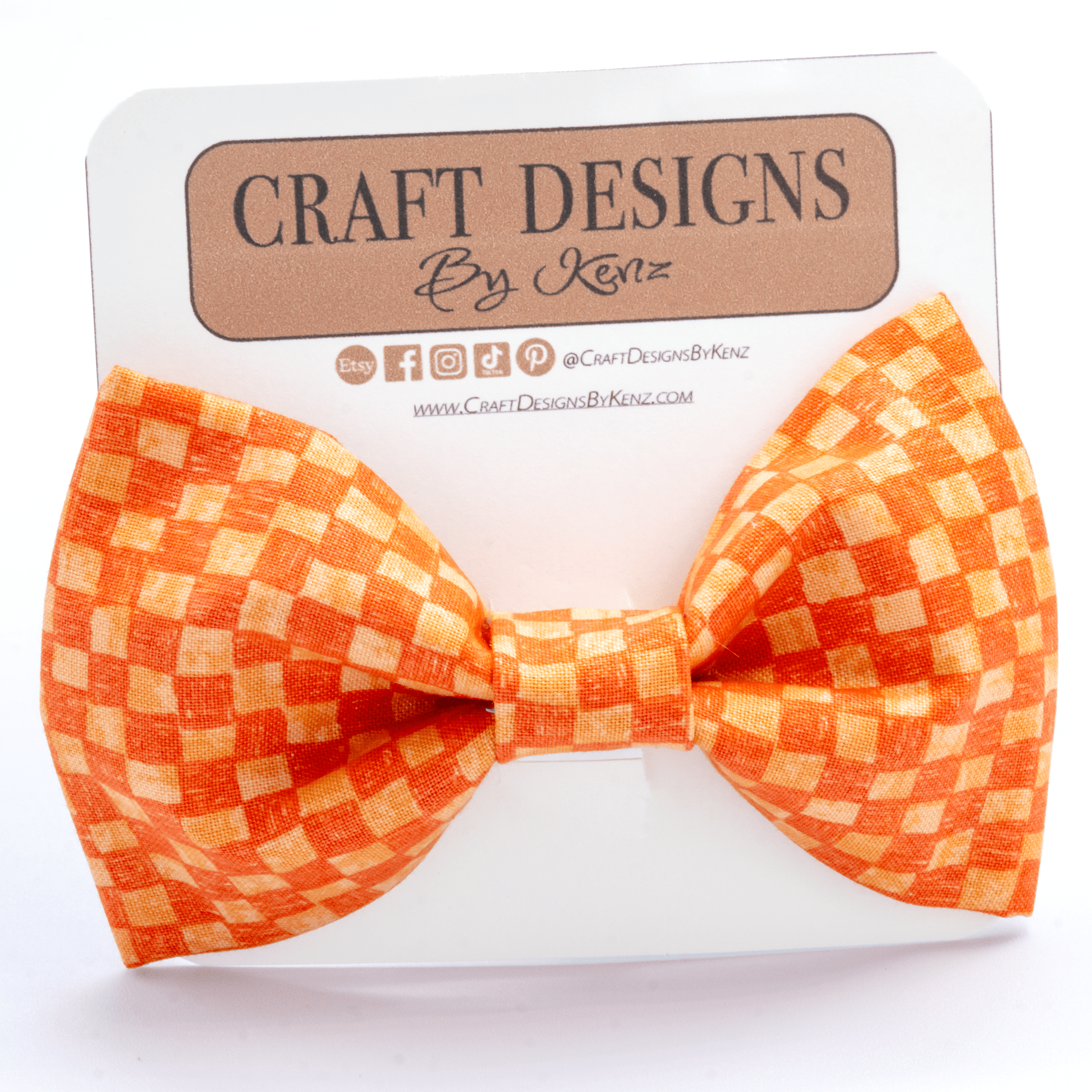 Orange Checkered Collar - Craft Designs By Kenz - Bowtie - Collar Set