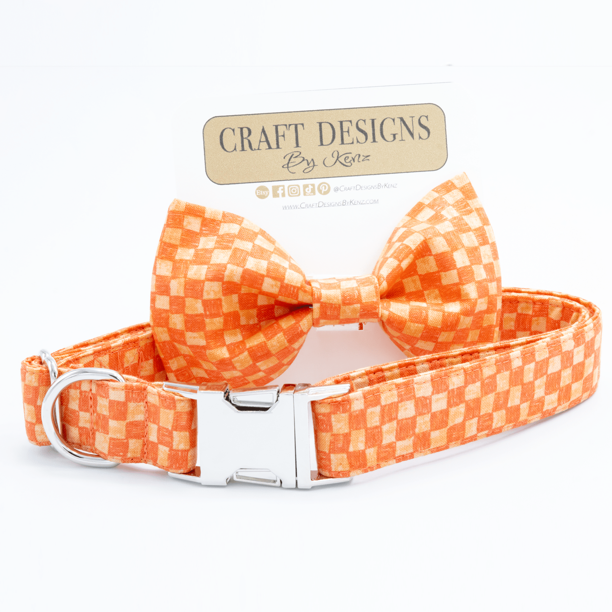 Orange Checkered Collar - Craft Designs By Kenz - Collar - Collar Set