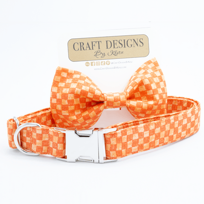 Orange Checkered Collar - Craft Designs By Kenz - Collar - Collar Set