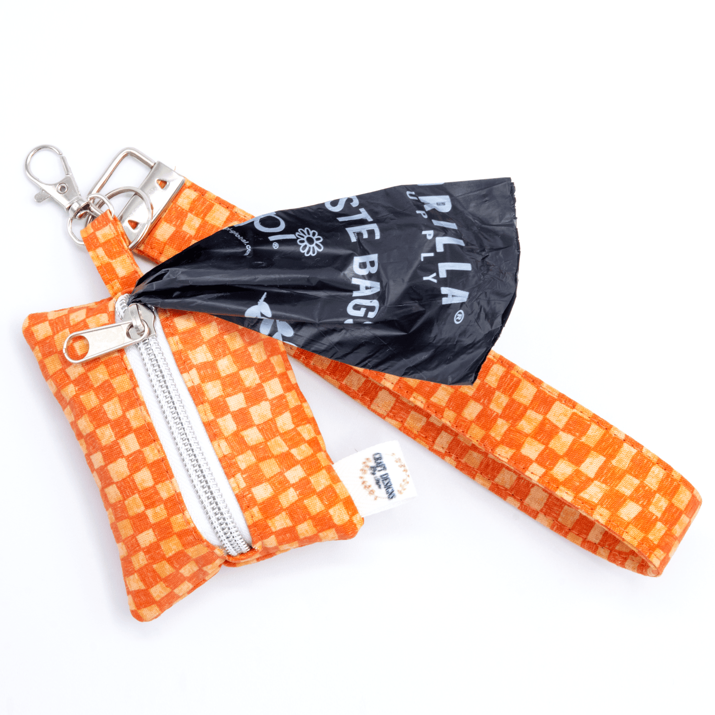 Orange Checkered Poop Bag Holder - Craft Designs By Kenz - Poop Bag Holder