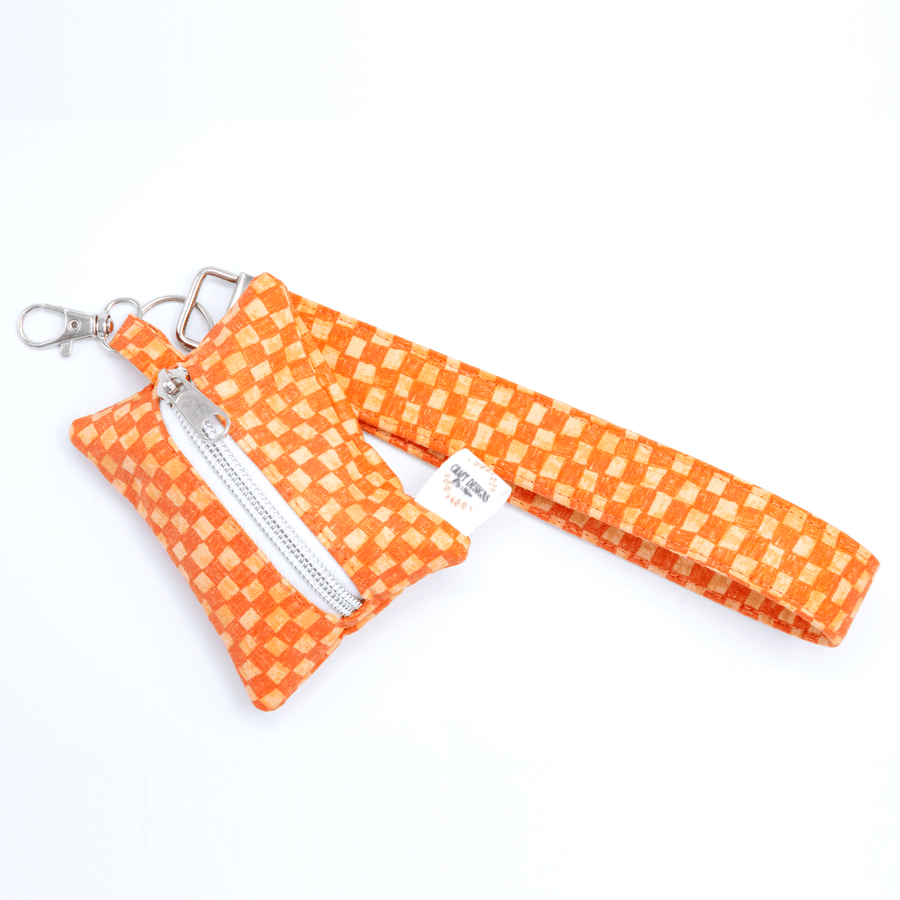 Orange Checkered Poop Bag Holder