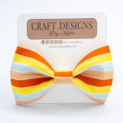 Orange Striped Collar - Craft Designs By Kenz - Bowtie - Personalized Pet Collar