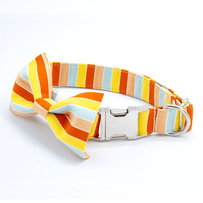 Orange Striped Collar - Craft Designs By Kenz - Collar and Bowtie - Personalized Pet Collar