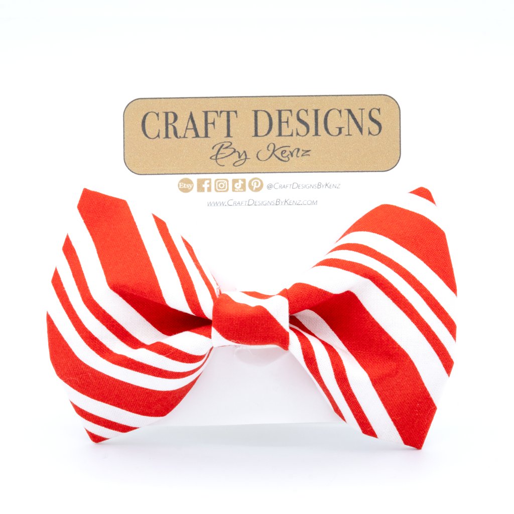 Candy Cane Dog Collar Set - Christmas Dog Collar - Craft Designs By Kenz - Bowtie - Collar Set