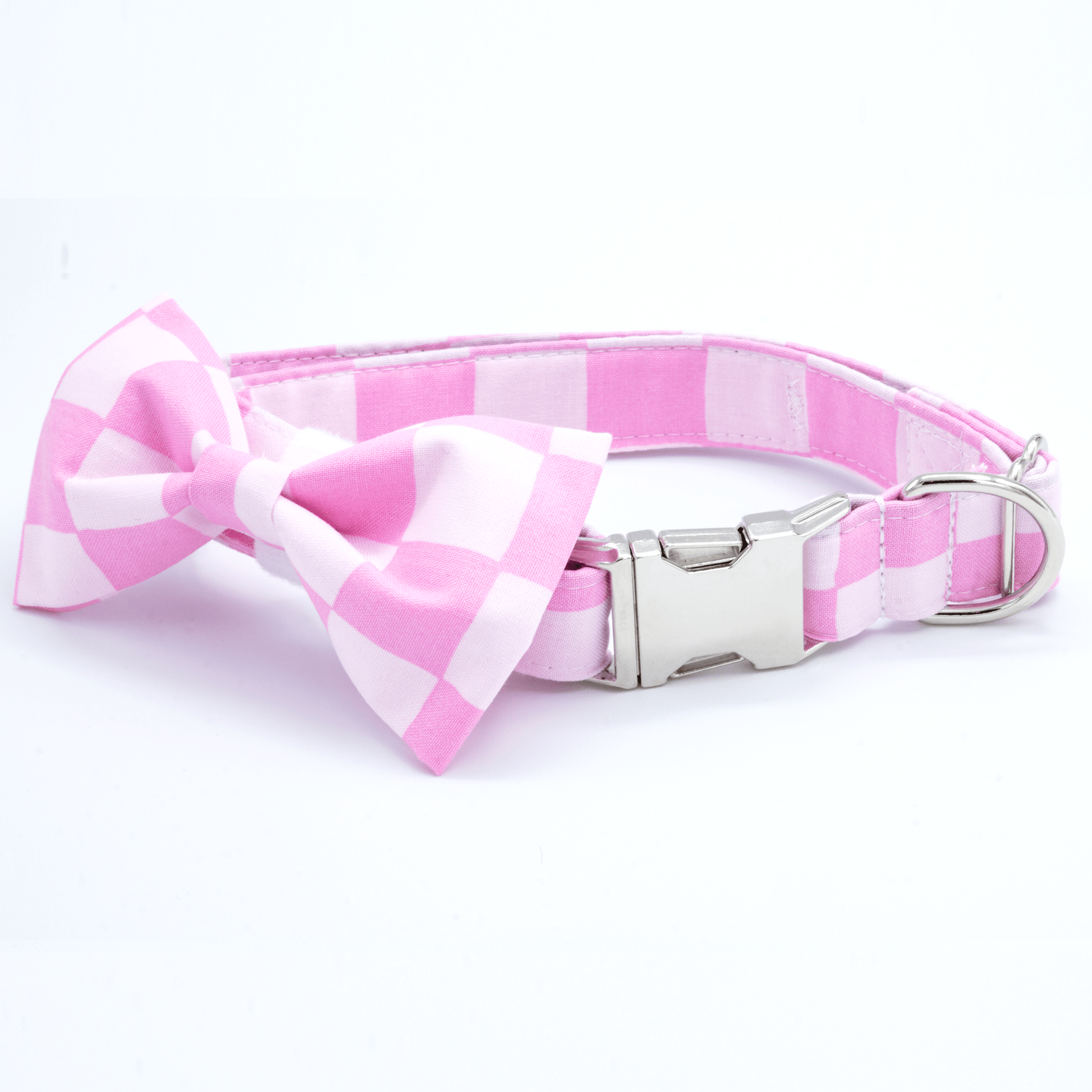 Pink Checkered Collar - Craft Designs By Kenz - Bowtie - Collar Set