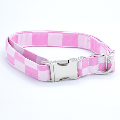 Pink Checkered Collar - Craft Designs By Kenz - Bowtie - Collar Set