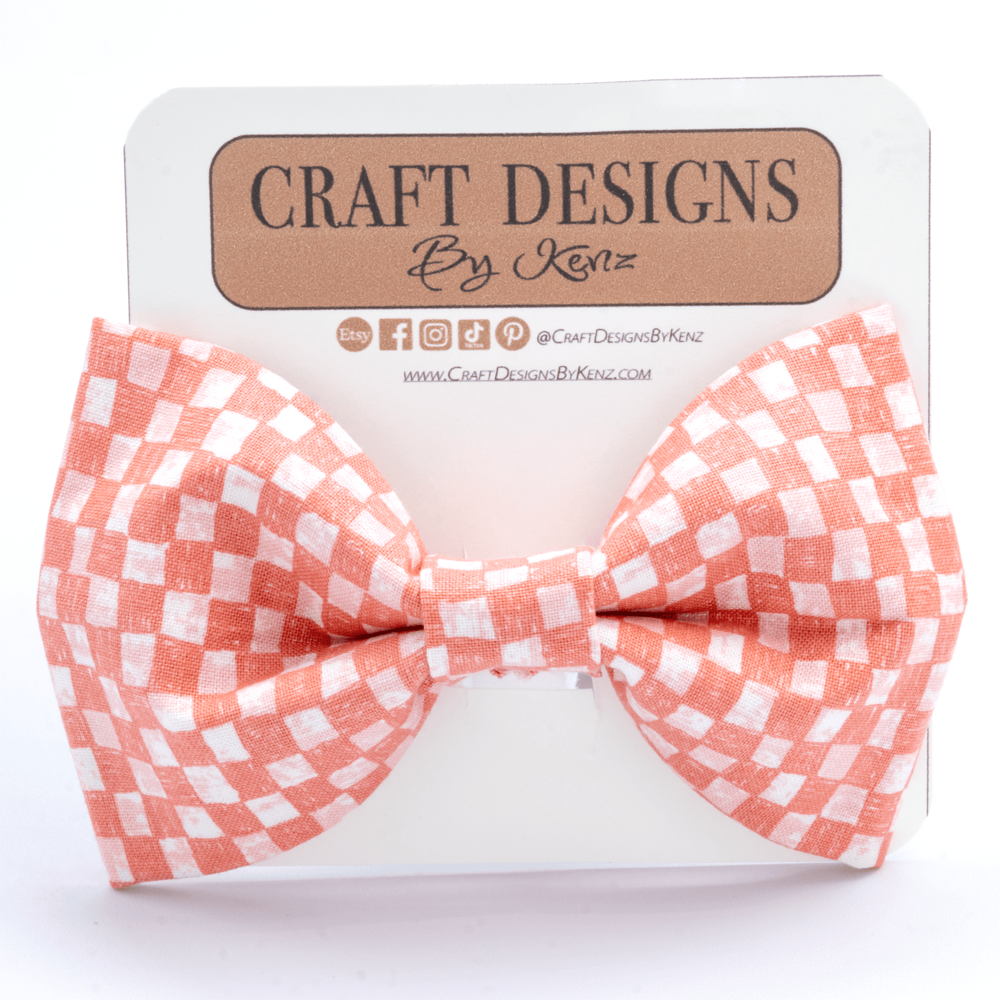 Pink Checkered Collar - Craft Designs By Kenz - Bowtie - Collar Set