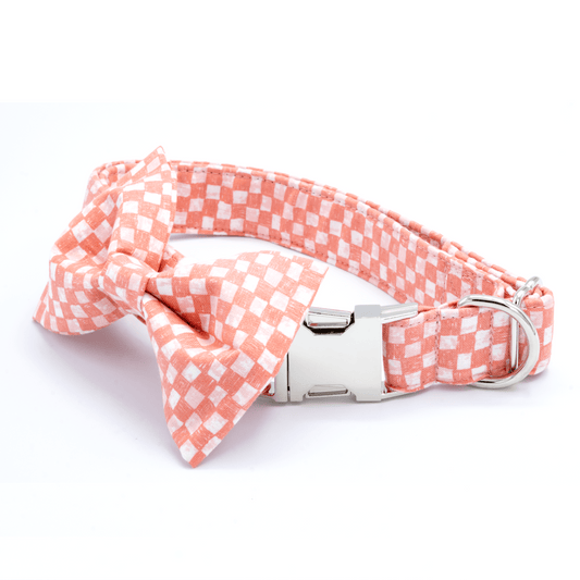 Pink Checkered Collar - Craft Designs By Kenz - Collar & Bowtie - Collar Set