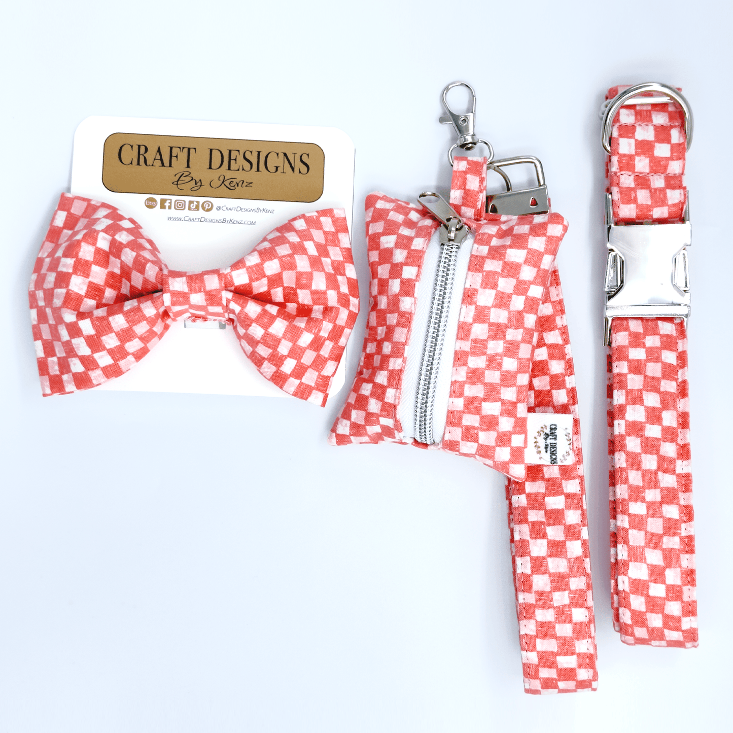 Pink Checkered Poop Bag Holder - Craft Designs By Kenz - Poop Bag Holder