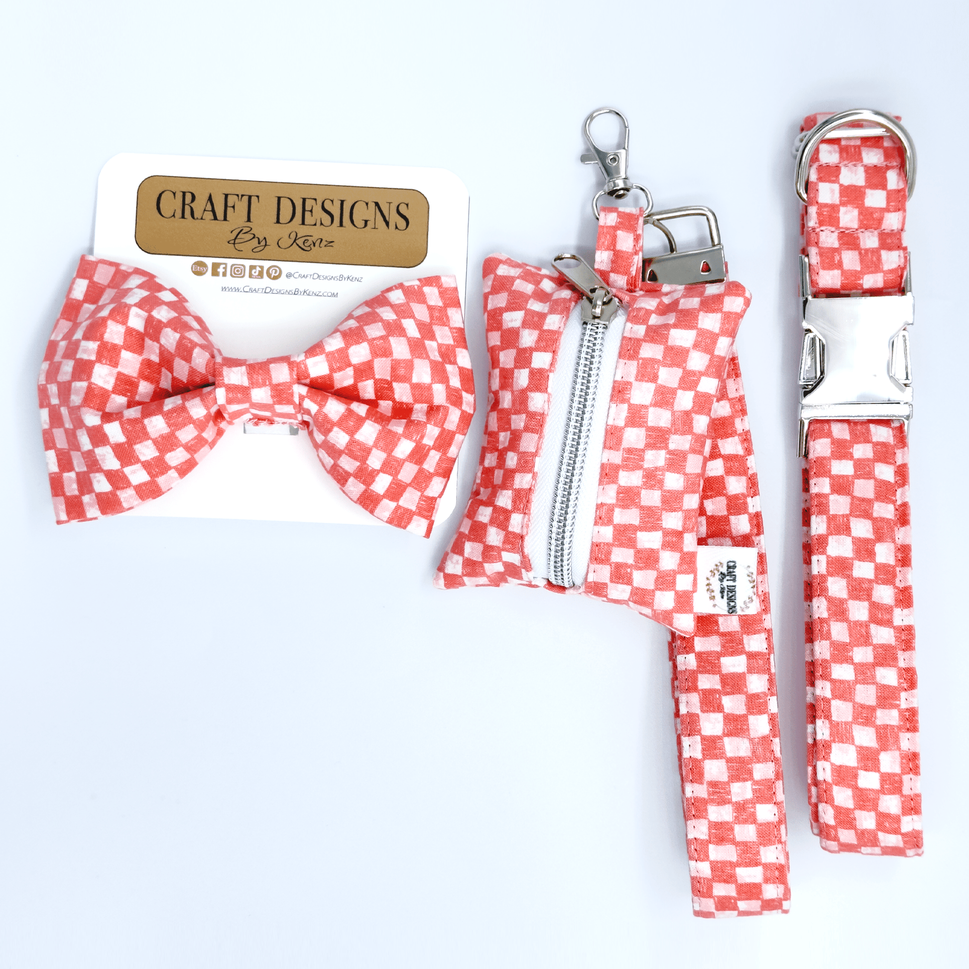 Pink Checkered Poop Bag Holder - Craft Designs By Kenz - Poop Bag Holder