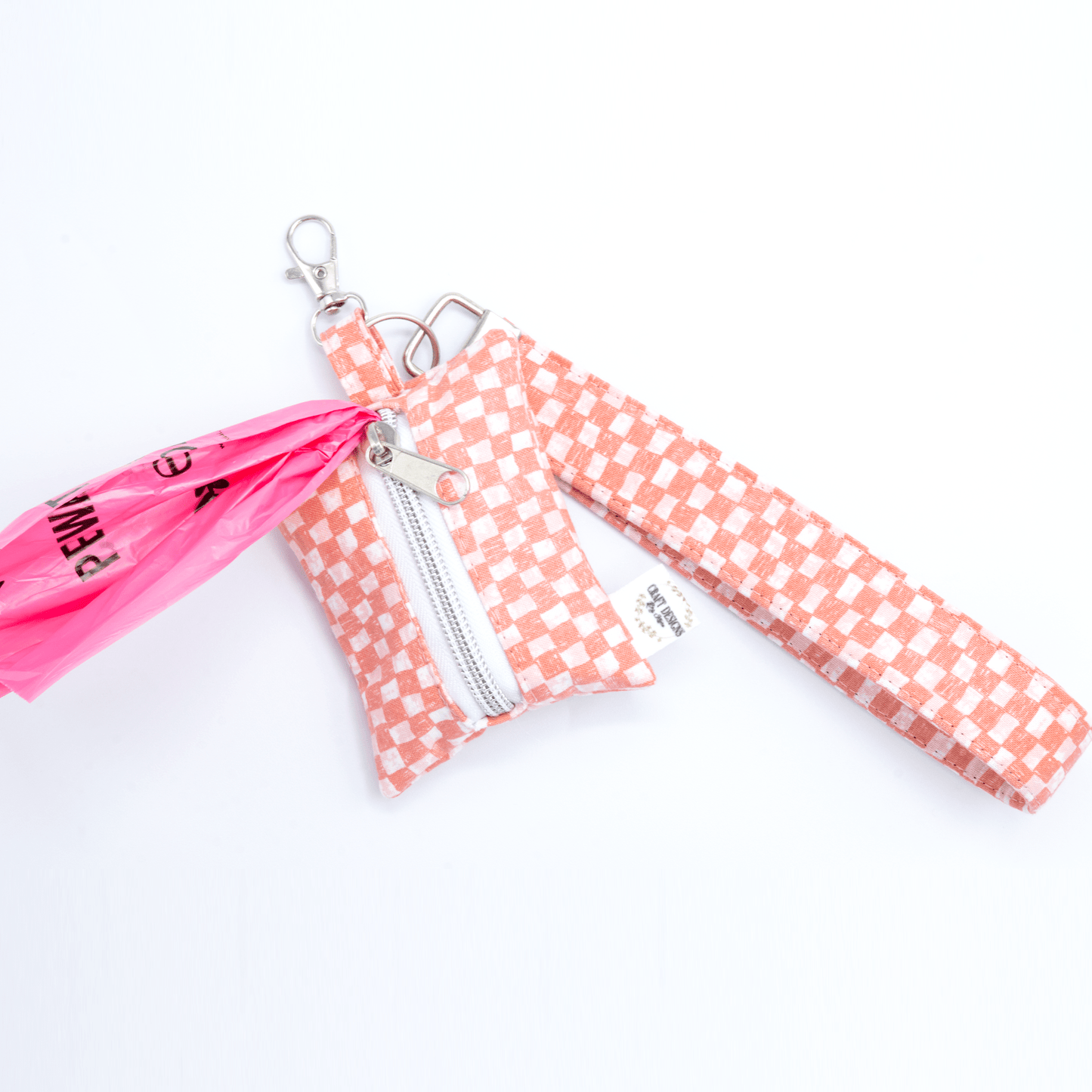 Pink Checkered Poop Bag Holder - Craft Designs By Kenz - Poop Bag Holder