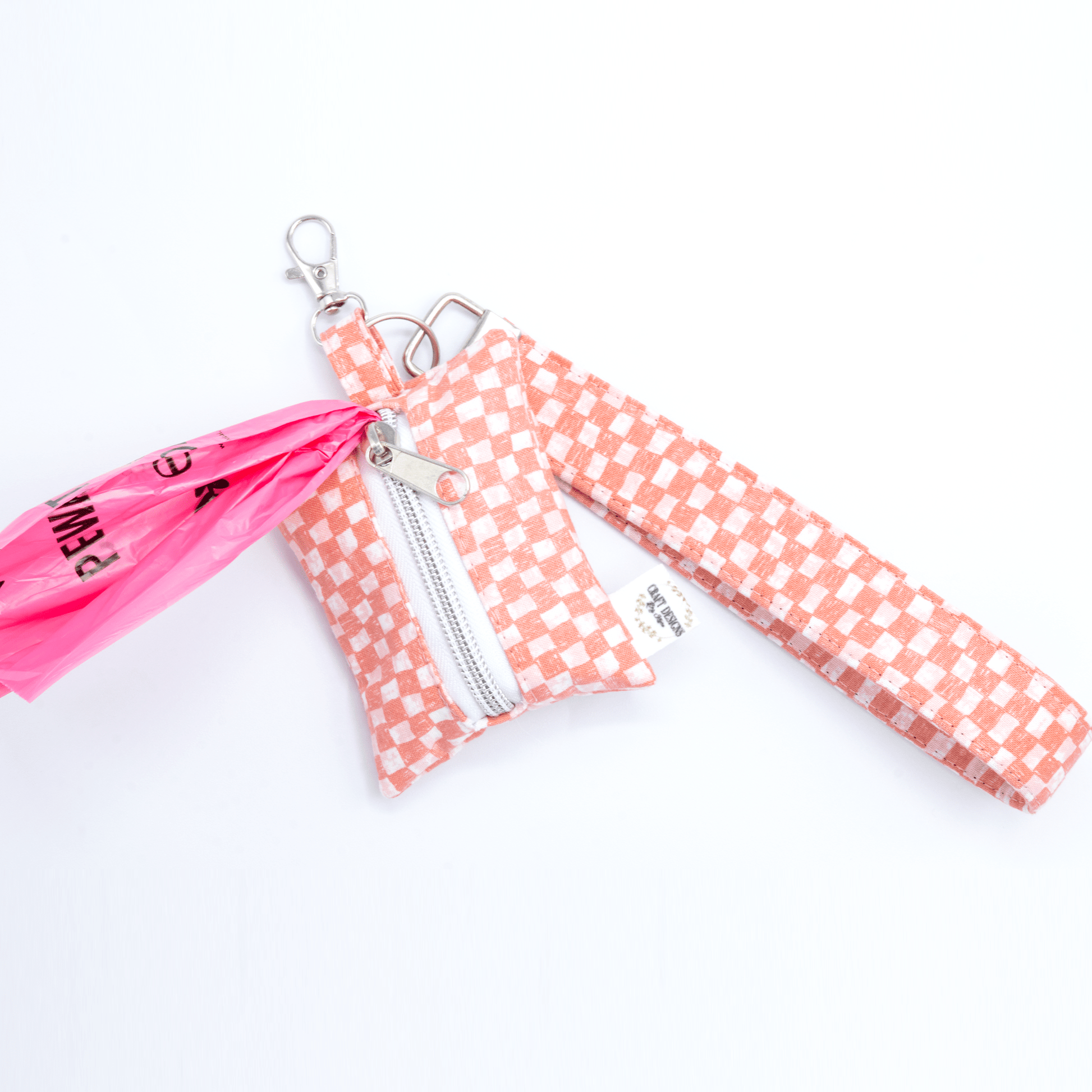Pink Checkered Poop Bag Holder - Craft Designs By Kenz - Poop Bag Holder