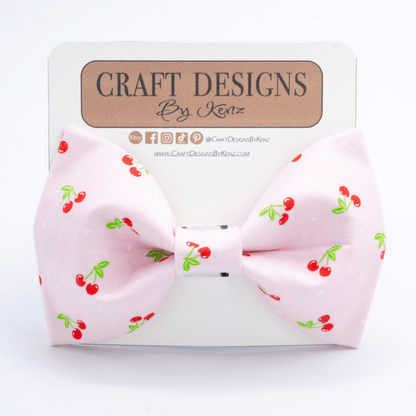 Pink Cherry Collar - Craft Designs By Kenz - Bowtie - Personalized Pet Collar