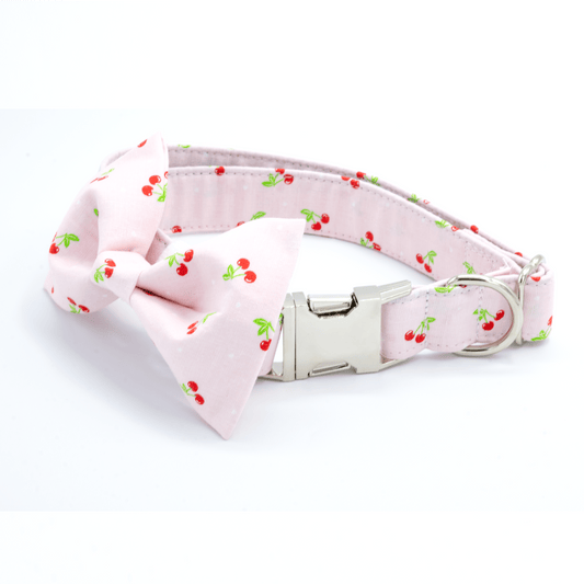 Pink Cherry Collar - Craft Designs By Kenz - Collar and Bowtie - Personalized Pet Collar
