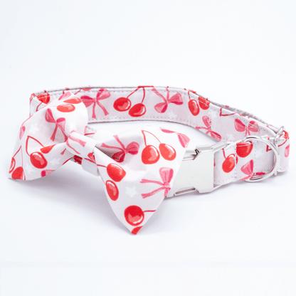 Pink Cherry Collar - Craft Designs By Kenz - Collar and Bowtie - Personalized Pet Collar