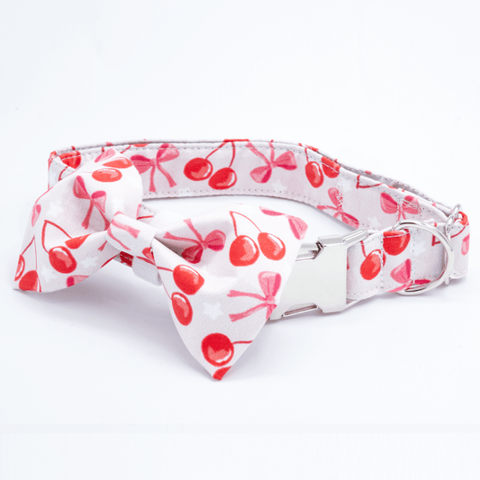Pink Cherry Collar - Craft Designs By Kenz - Collar and Bowtie - Personalized Pet Collar