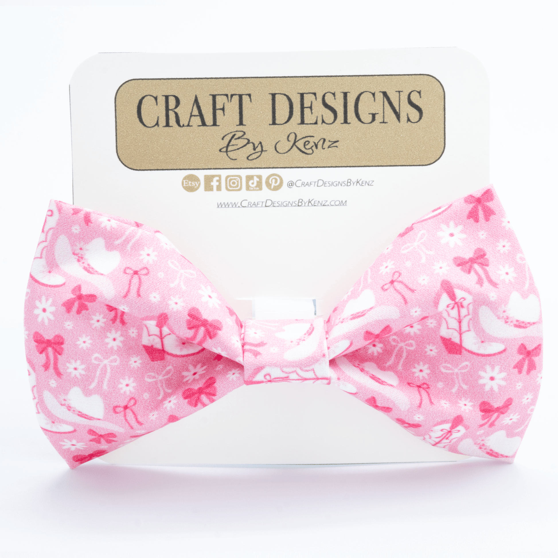 Pink Cowgirl Collar - Craft Designs By Kenz - Bowtie - Collar Set