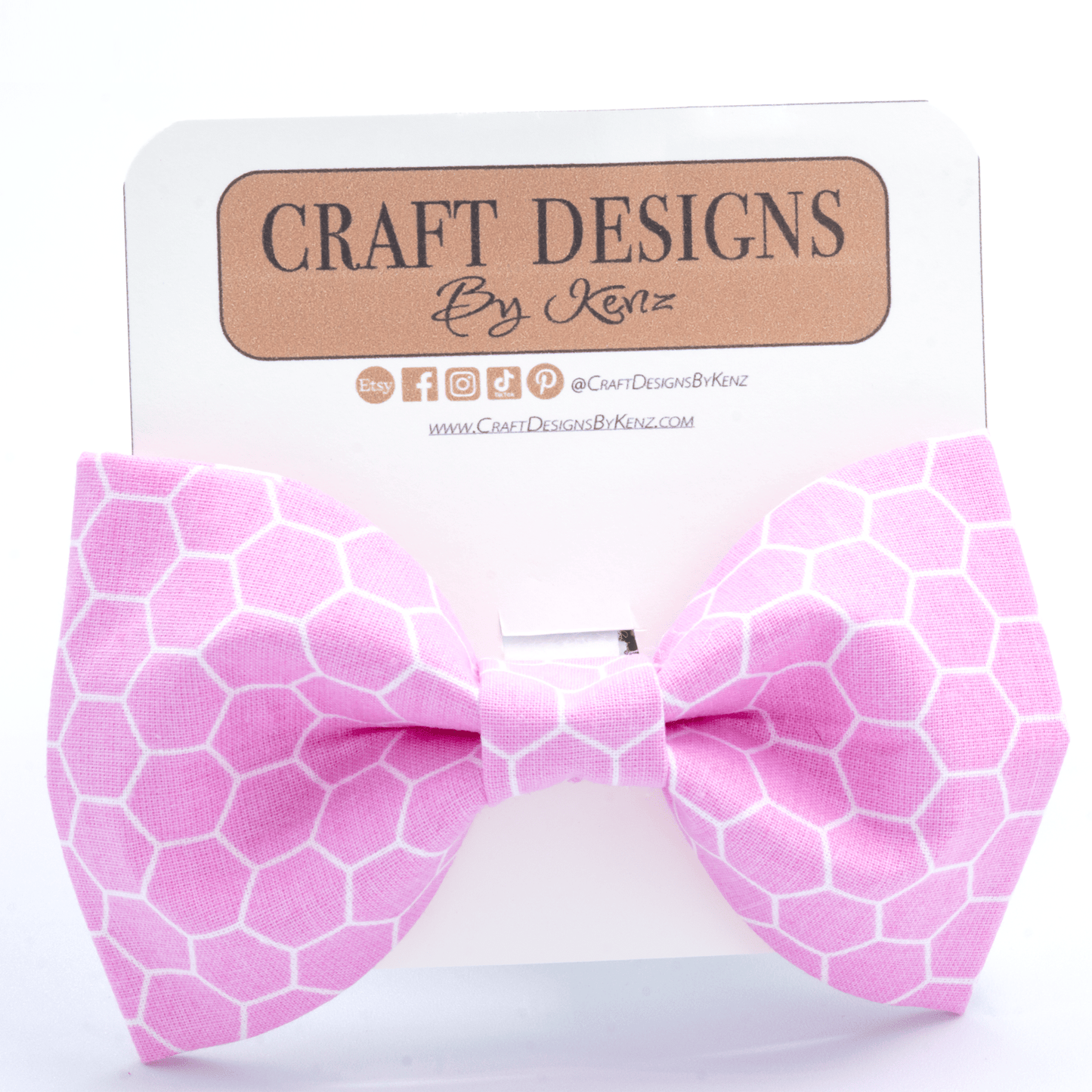 Pink Honeycomb Collar - Craft Designs By Kenz - Bowtie - Collar Set