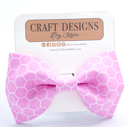 Pink Honeycomb Collar - Craft Designs By Kenz - Bowtie - Collar Set