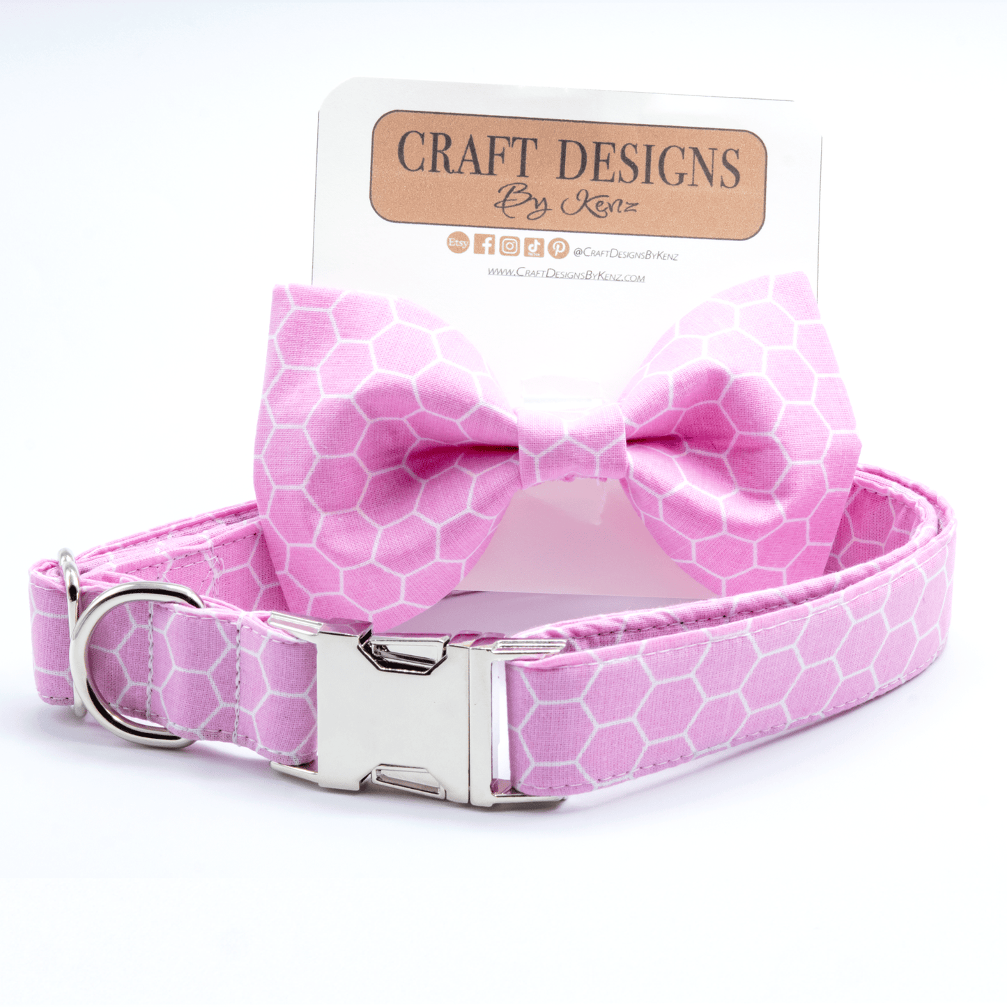 Pink Honeycomb Collar - Craft Designs By Kenz - Collar - Collar Set