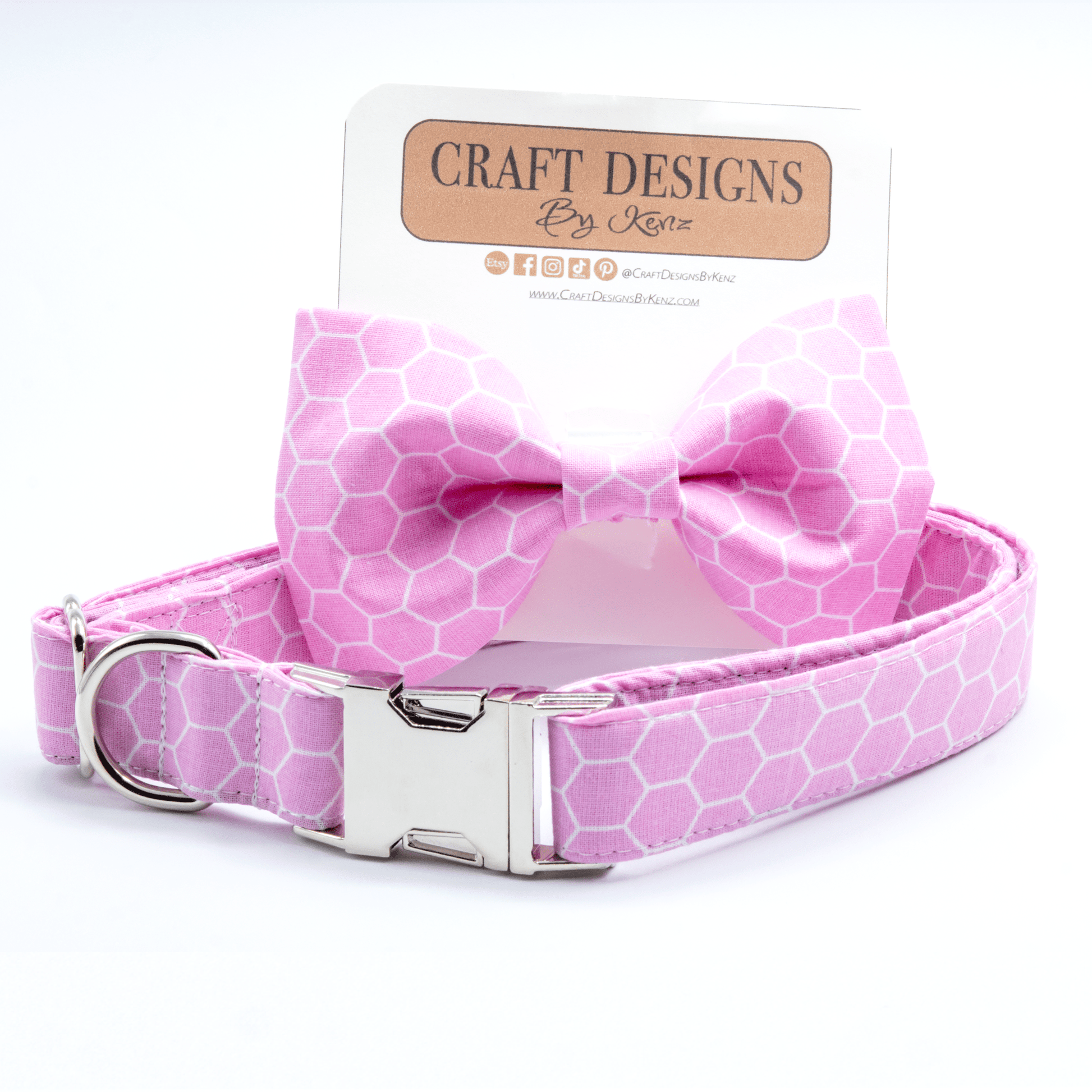 Pink Honeycomb Collar - Craft Designs By Kenz - Collar - Collar Set