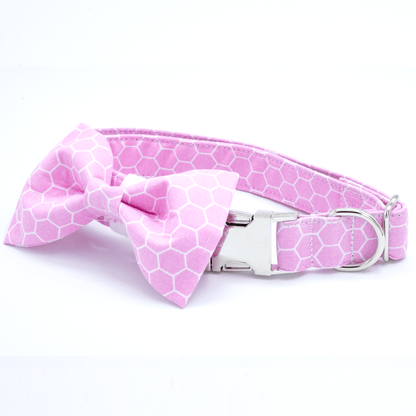 Pink Honeycomb Collar - Craft Designs By Kenz - Collar & Bowtie - Collar Set