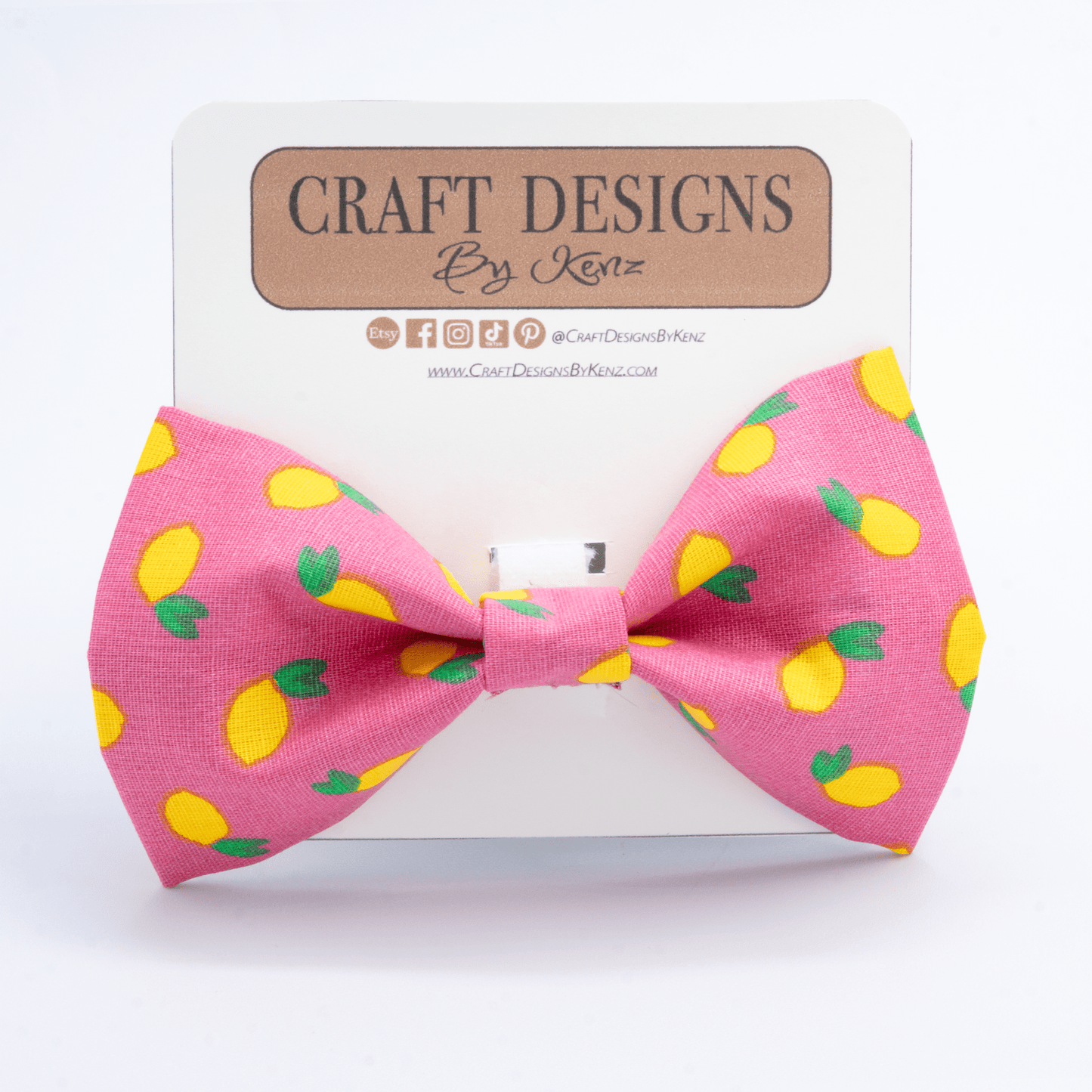 Pink Lemonade Collar - Craft Designs By Kenz - Bowtie - Personalized Pet Collar